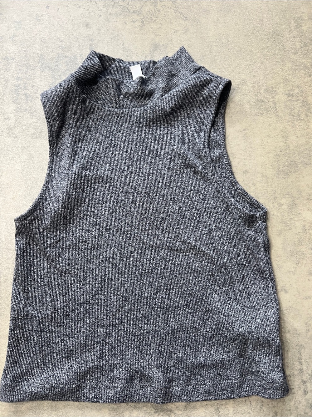 Divided Gray Ribbed Mock Neck Tank
